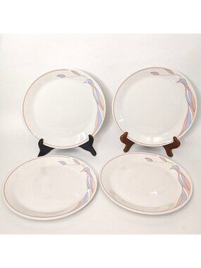 Syralite By Syracuse 10.75" Dinner Plates 13-D Pheasant Pattern Set Of 4 Vintage